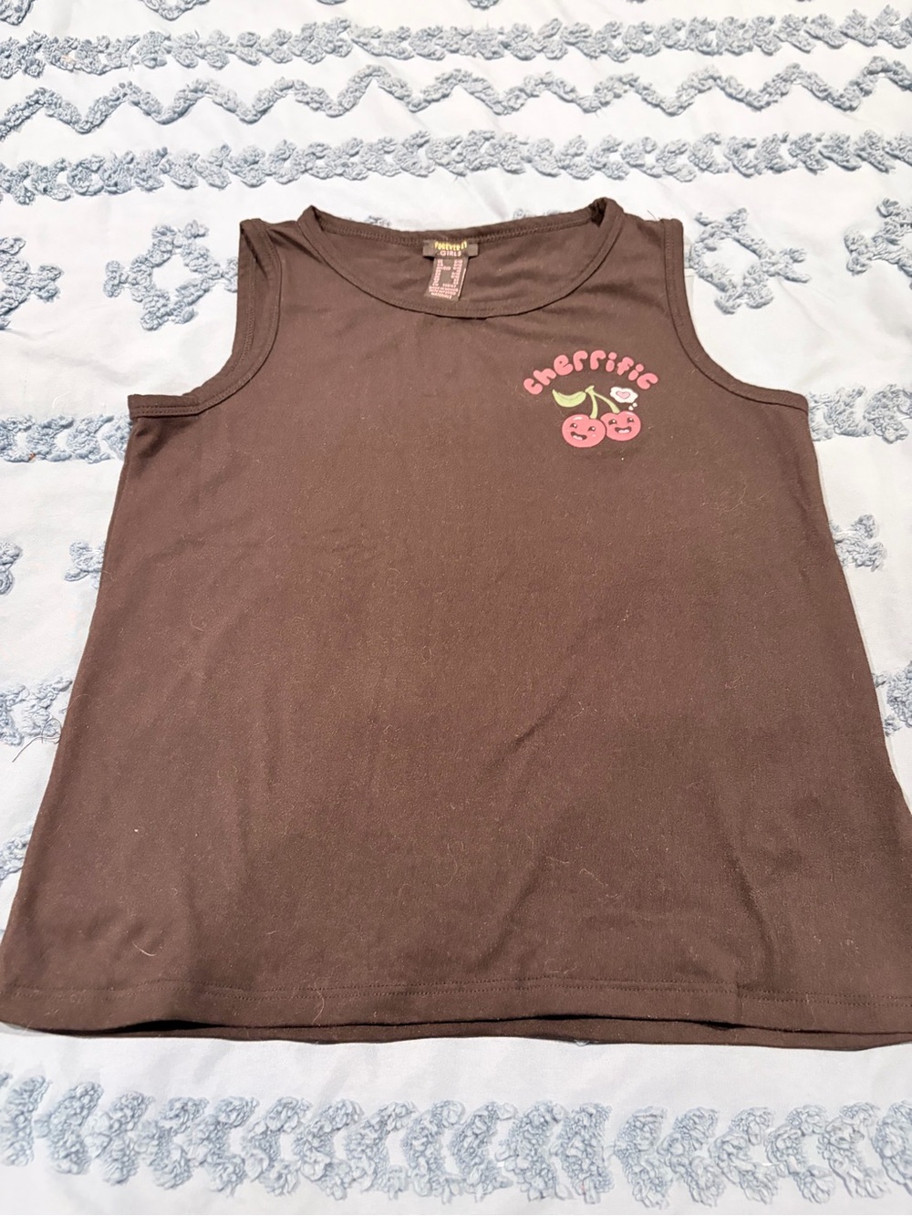Forever 21 Black Tank Top with Pink Cherry Graphic